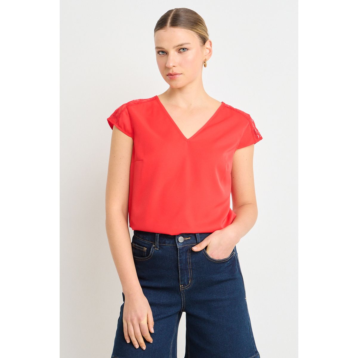 ASH - Blusa Manga Corta Mujer Rojo Ash