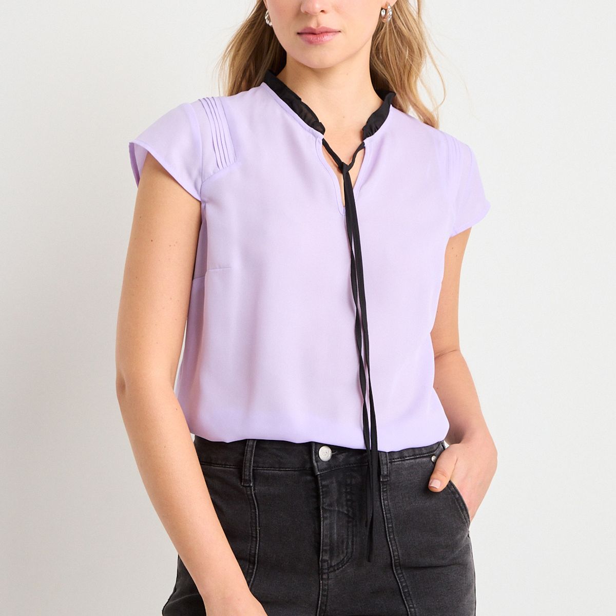 ASH - Blusa Manga Corta Mujer Morado Ash