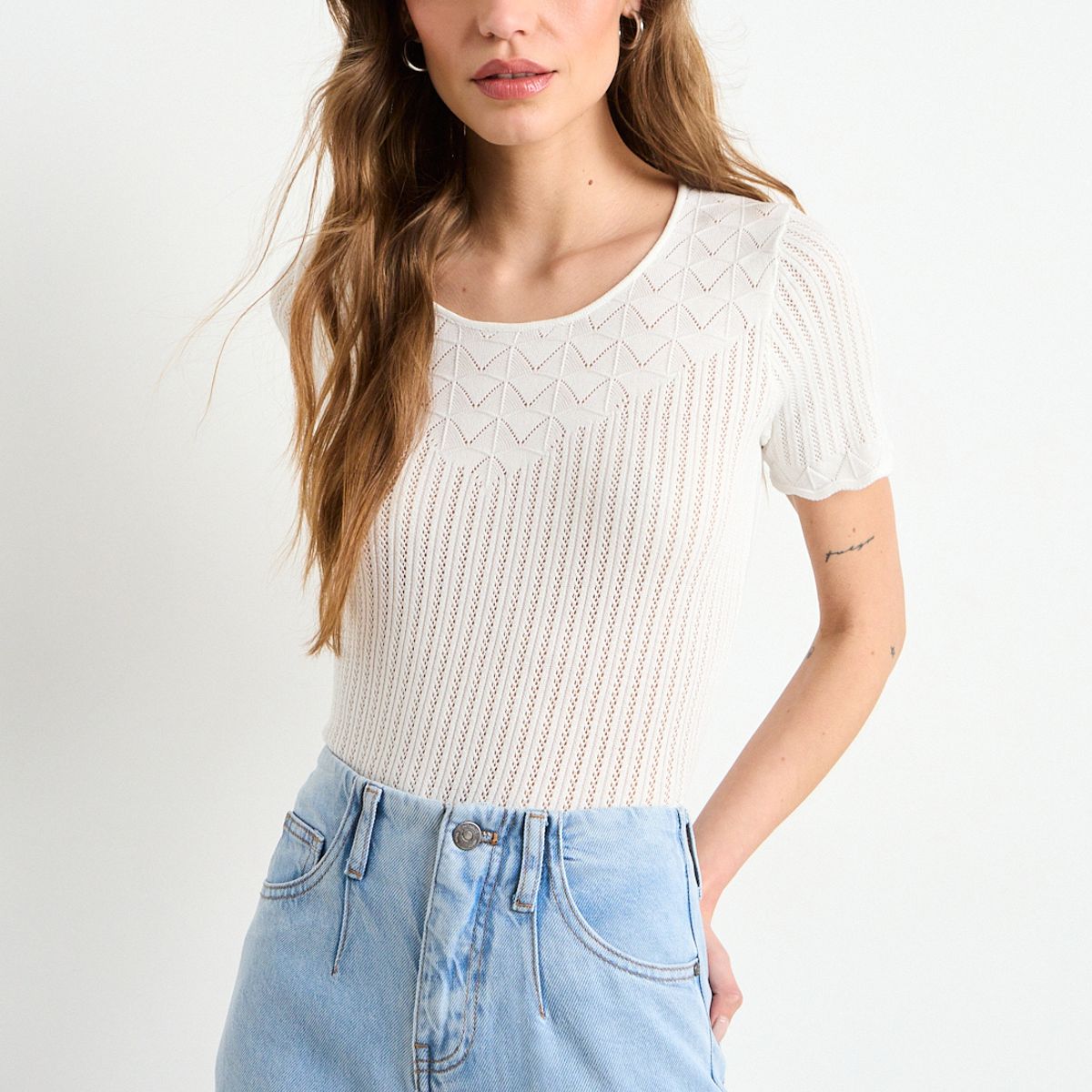 IO - Polera Manga Corta Mujer Crudo iO