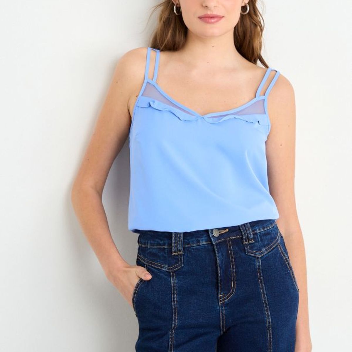 IO - Blusa Sin Mangas Celeste Mujer iO