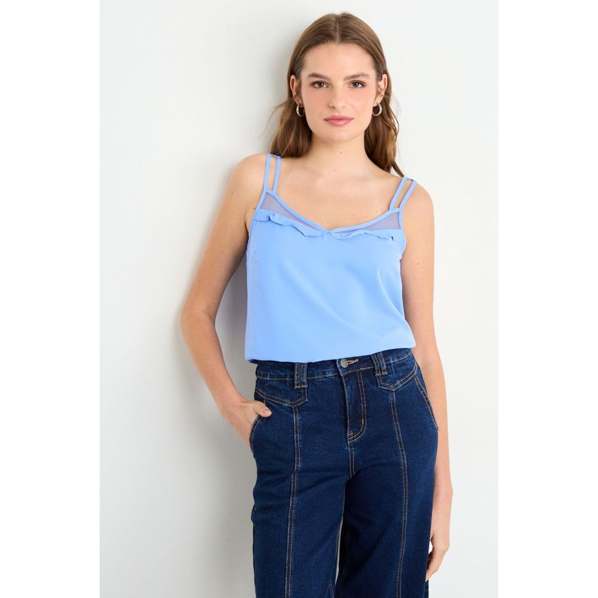 IO - Blusa Sin Mangas Celeste Mujer iO