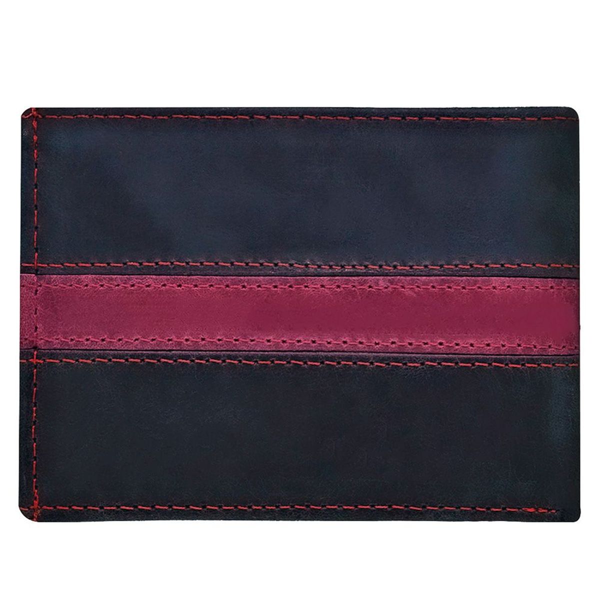 RIVIERA - Pack Billetera-Llavero de hombre Cuero natural negro rojo Riviera