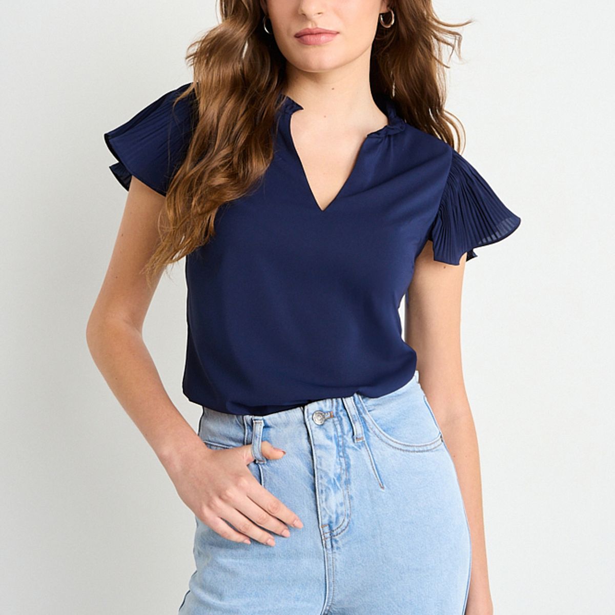 IO - Blusa Manga Corta Azul Mujer iO