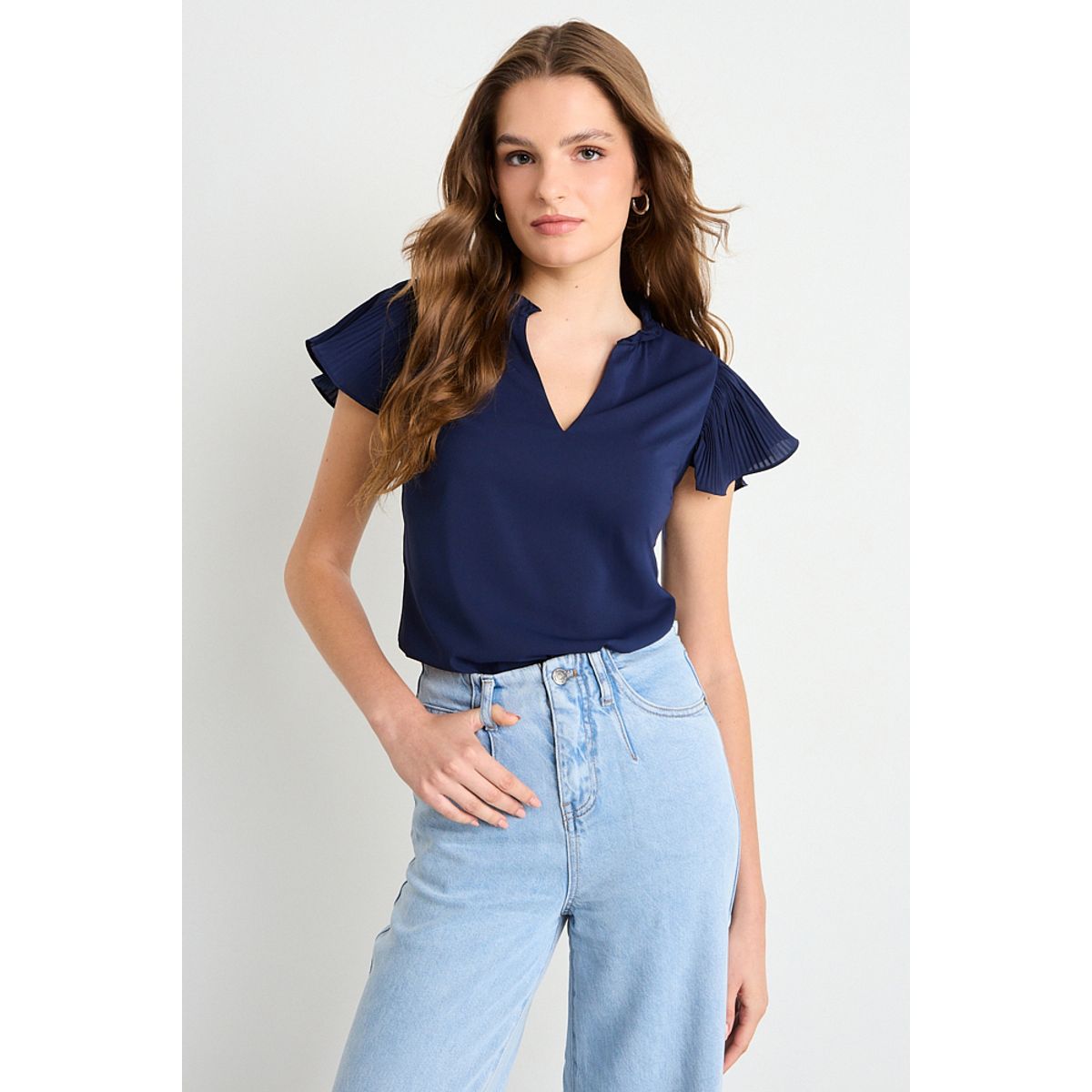 IO - Blusa Manga Corta Azul Mujer iO