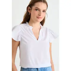 IO - Blusa Manga Corta Crudo Mujer