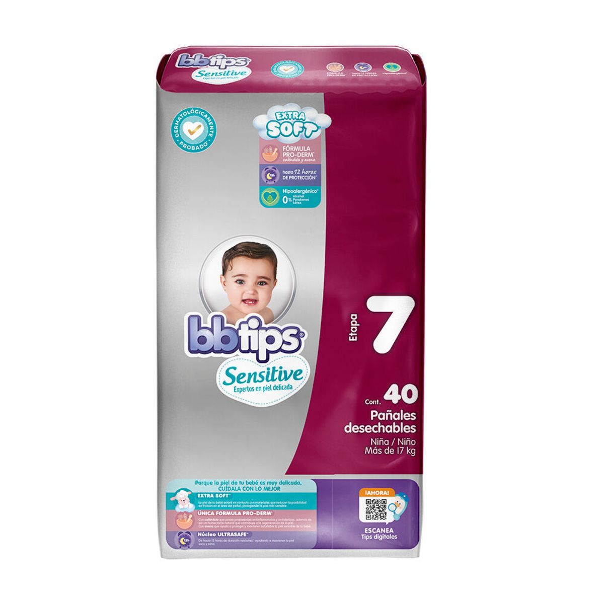 PAMPERS - Pañal Bbtips Sensitive 7 / XXXG 40 unidades