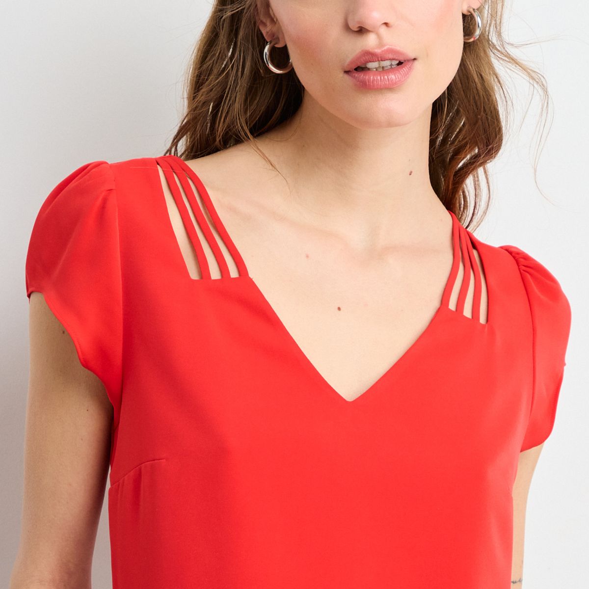 IO - Blusa Manga Corta Roja Mujer iO