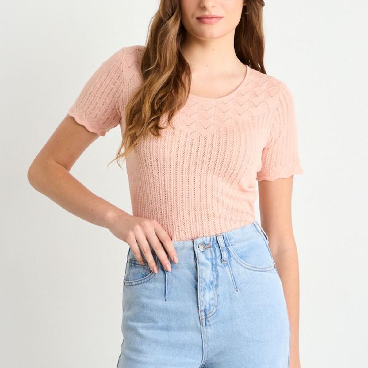 IO - Polera Manga Corta Mujer Damasco iO