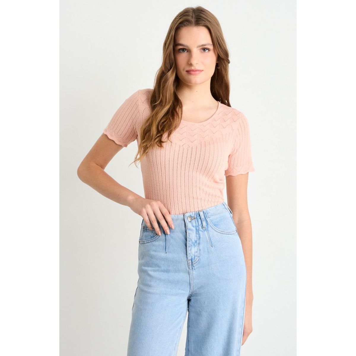 IO - Polera Manga Corta Mujer Damasco iO