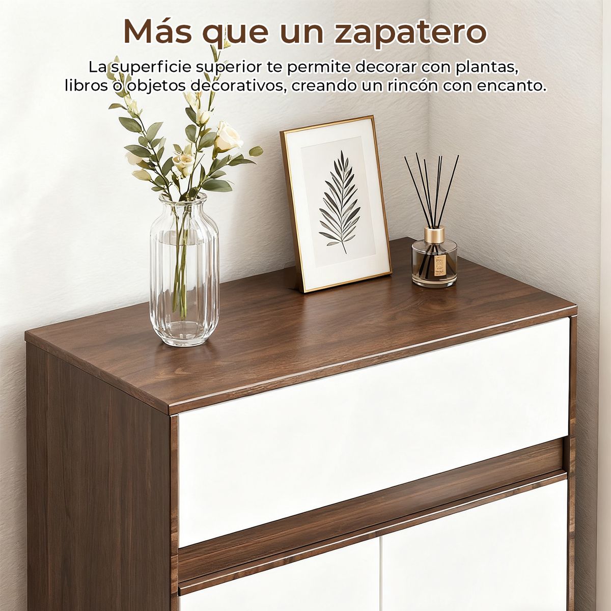 ELEMENT DESIGN - Zapatero Organizador Comoda Hall con Puertas y Cajón 60x30x100 cm