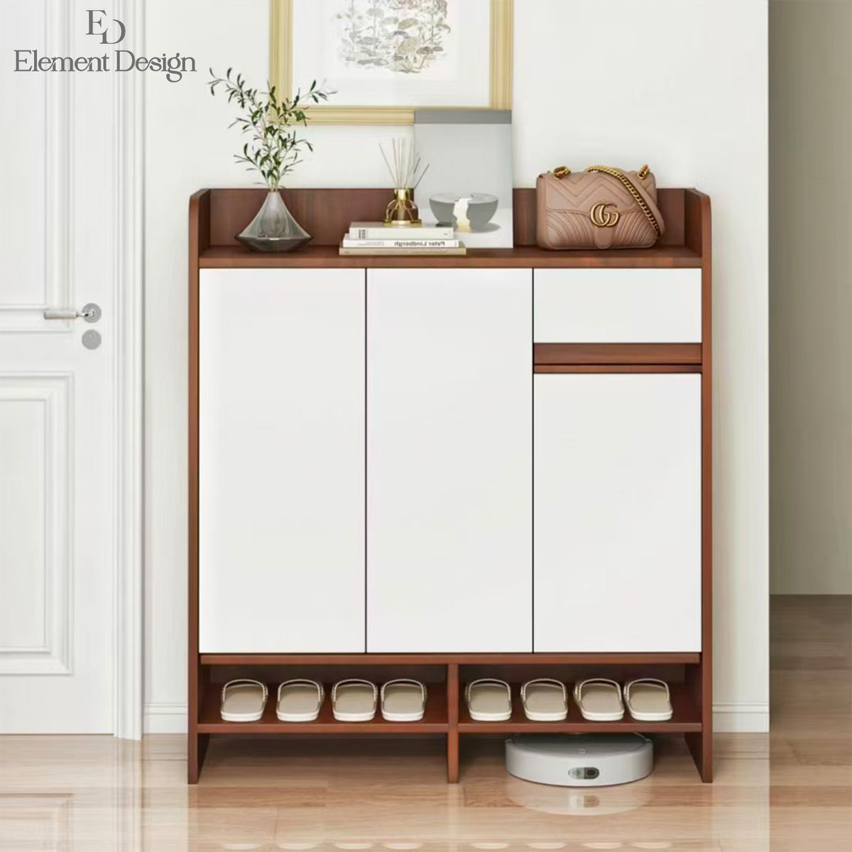 ELEMENT DESIGN - Zapatero Comoda Organizador Entrada y Hall Multiuso 90x30x100 cm