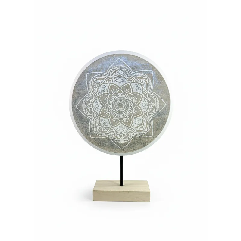 TERRA ESTILO - Adorno Mandala Mediano Blanco con Dorado