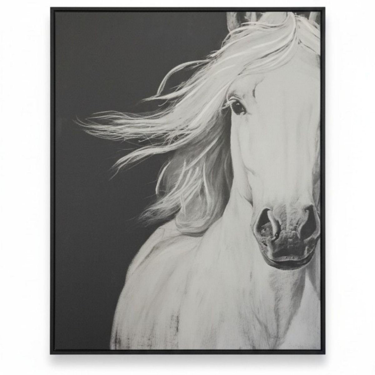 TERRA ESTILO - Cuadro Caballo Blanco con Negro