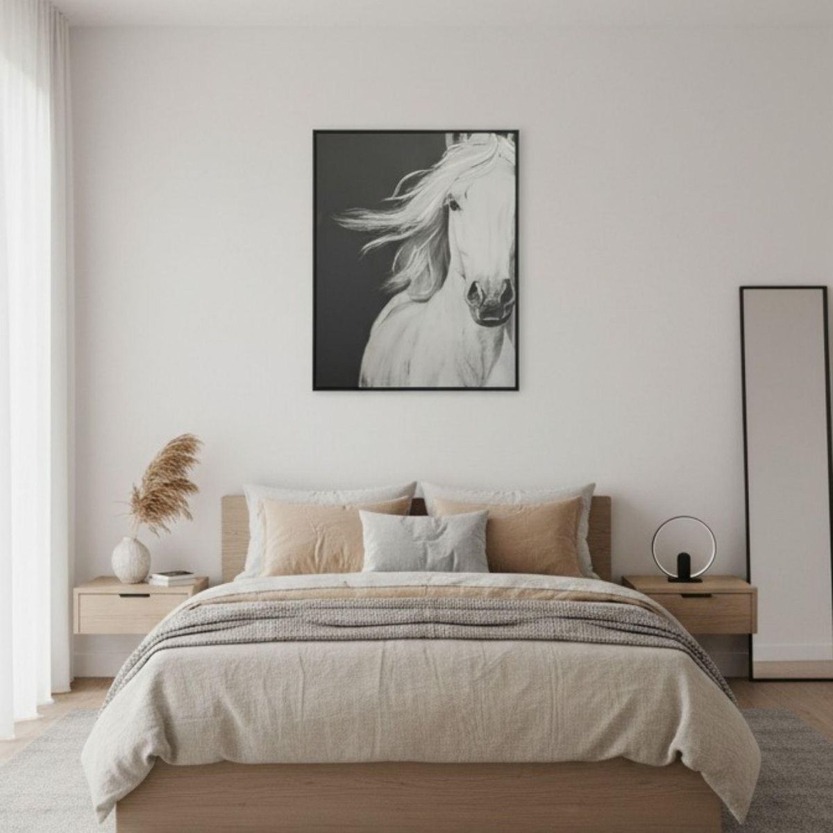 TERRA ESTILO - Cuadro Caballo Blanco con Negro