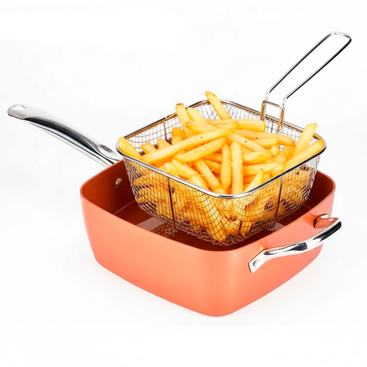 IRM - Sartén Multiuso Freidora Vaporera de Cobre Set 9 piezas