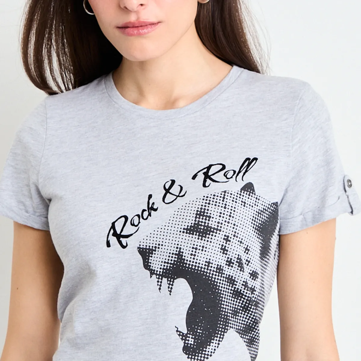 IO - Polera Manga Corta Gris Mujer iO