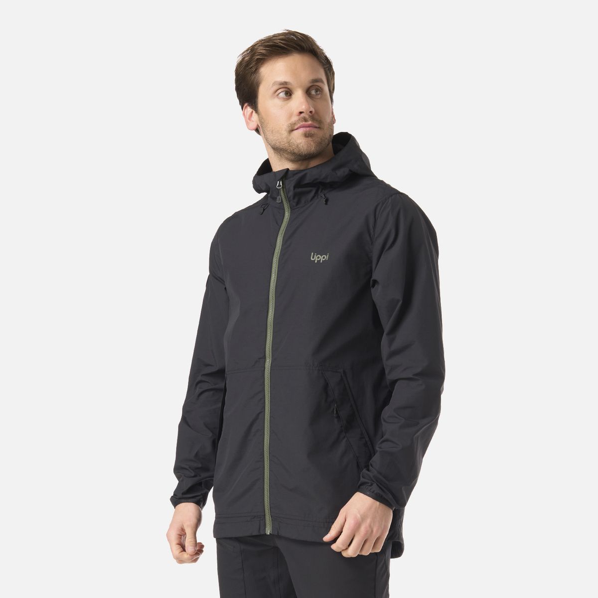 LIPPI - Chaqueta Hombre WindLand WindBreaker Hoody Jacket Negro Lippi