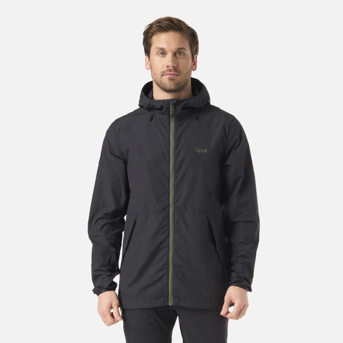 LIPPI - Chaqueta Hombre WindLand WindBreaker Hoody Jacket Negro Lippi