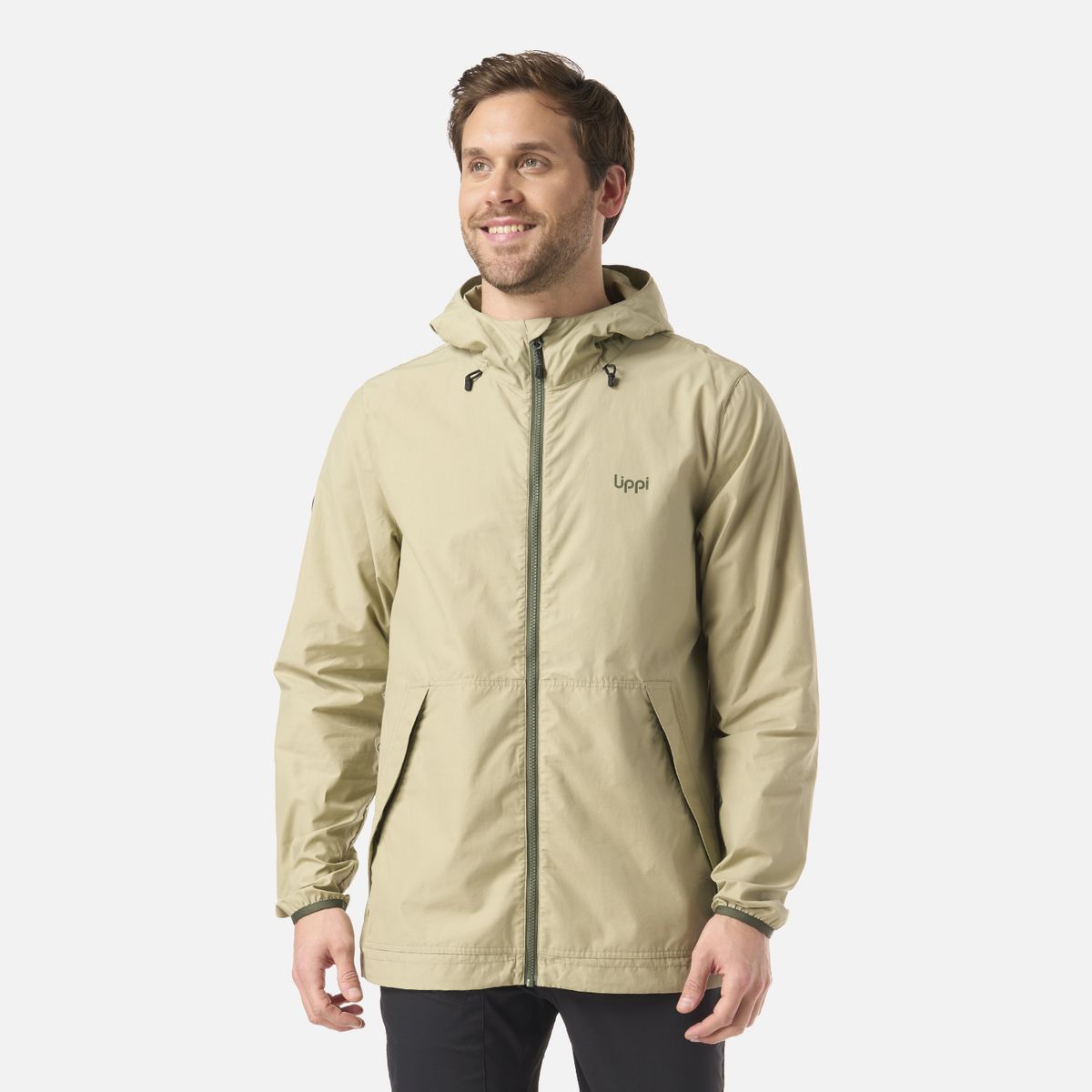 LIPPI - Chaqueta Hombre WindLand WindBreaker Hoody Jacket Verde Oliva Lippi