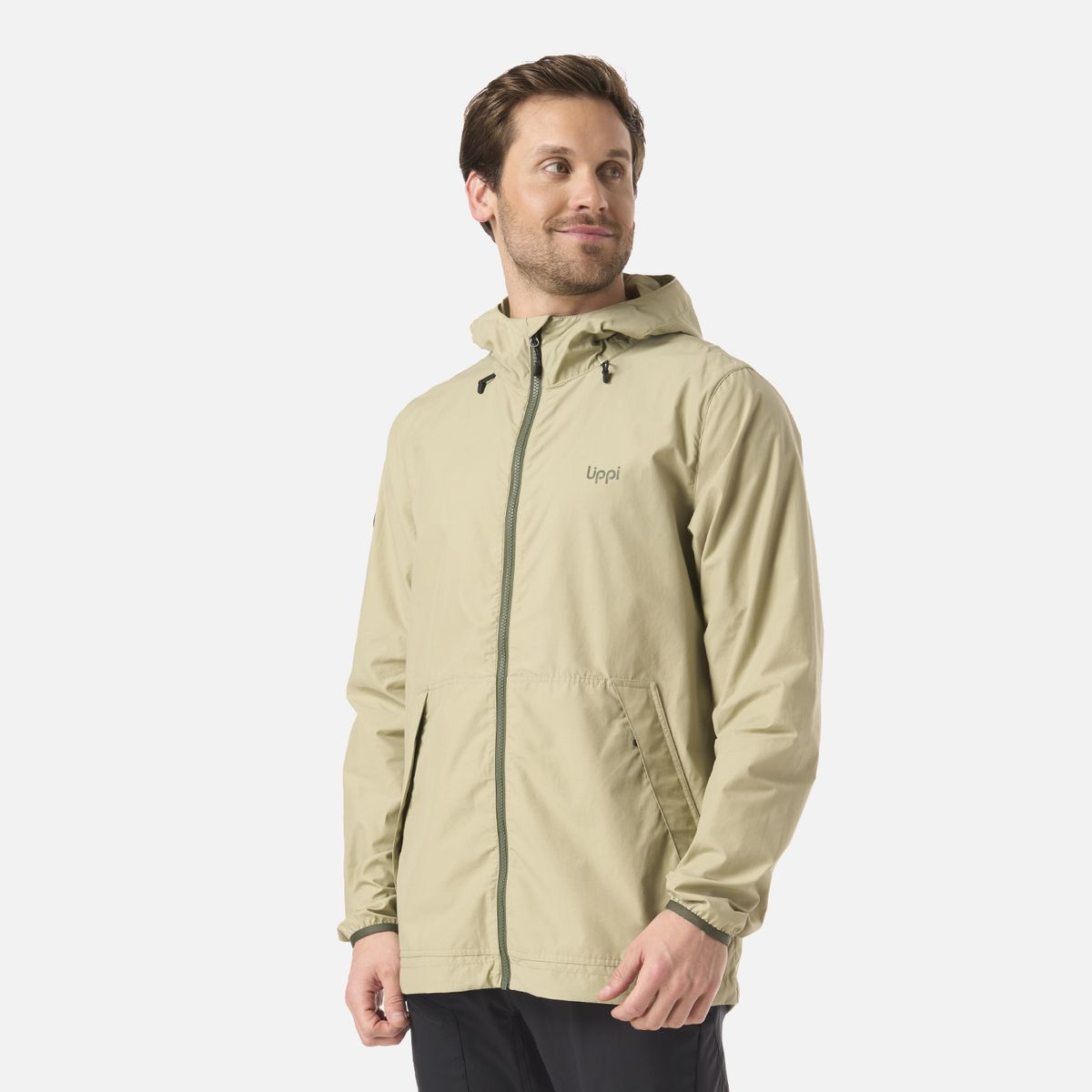 LIPPI - Chaqueta Hombre WindLand WindBreaker Hoody Jacket Verde Oliva Lippi