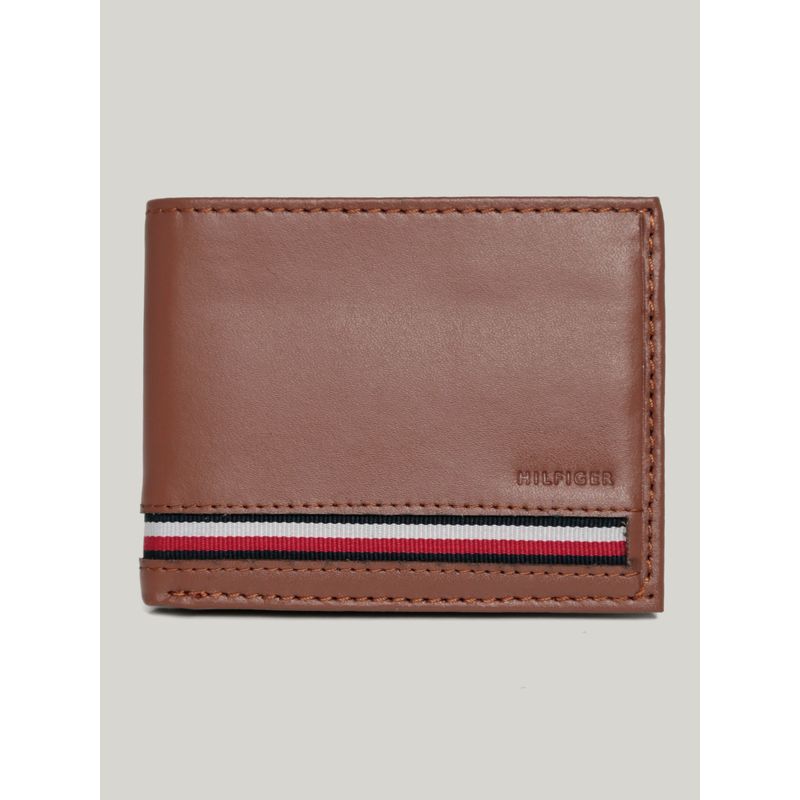 TOMMY HILFIGER - Billetera Solid De Cuero Café Tommy Hilfiger