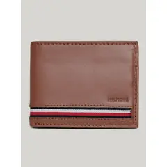 TOMMY HILFIGER - Billetera Solid De Cuero Café