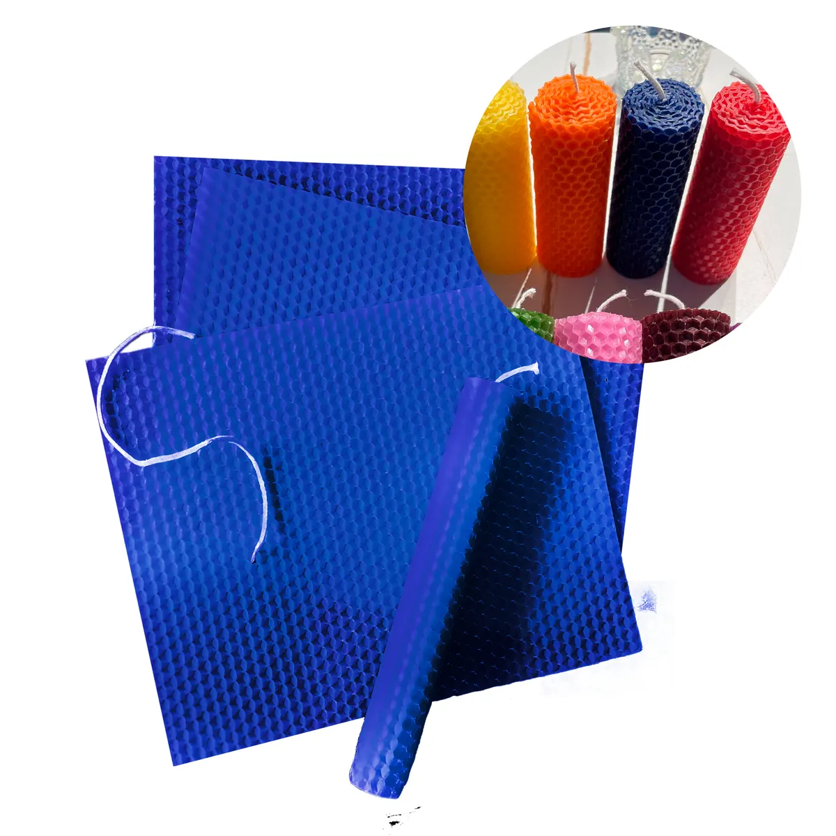 GENERICO - 12 Laminas Cera Abejas Para Velas Diy 20x20 Cm Azul