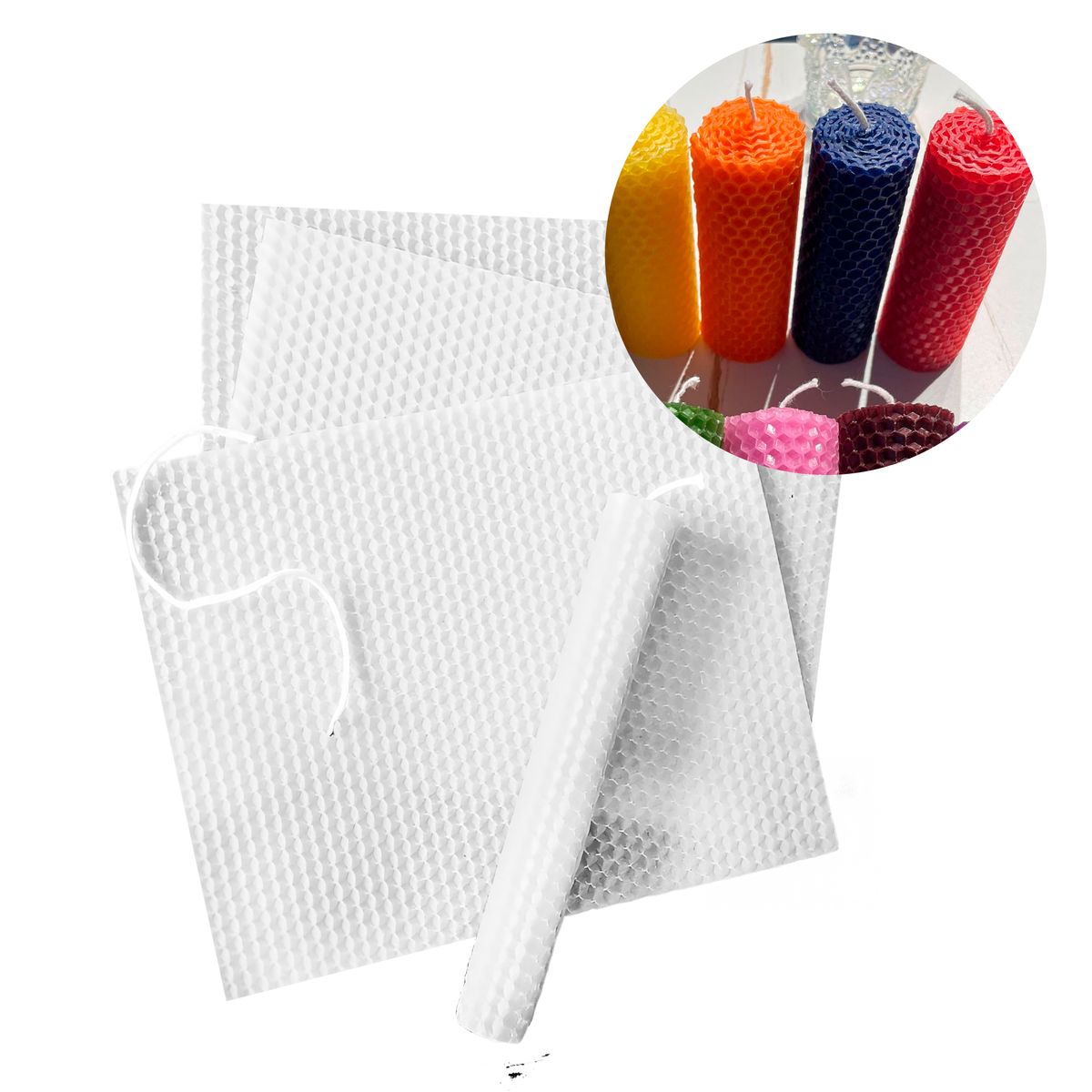 GENERICO - 12 Laminas Cera Abejas Para Velas Diy 20x20 Cm Blanco