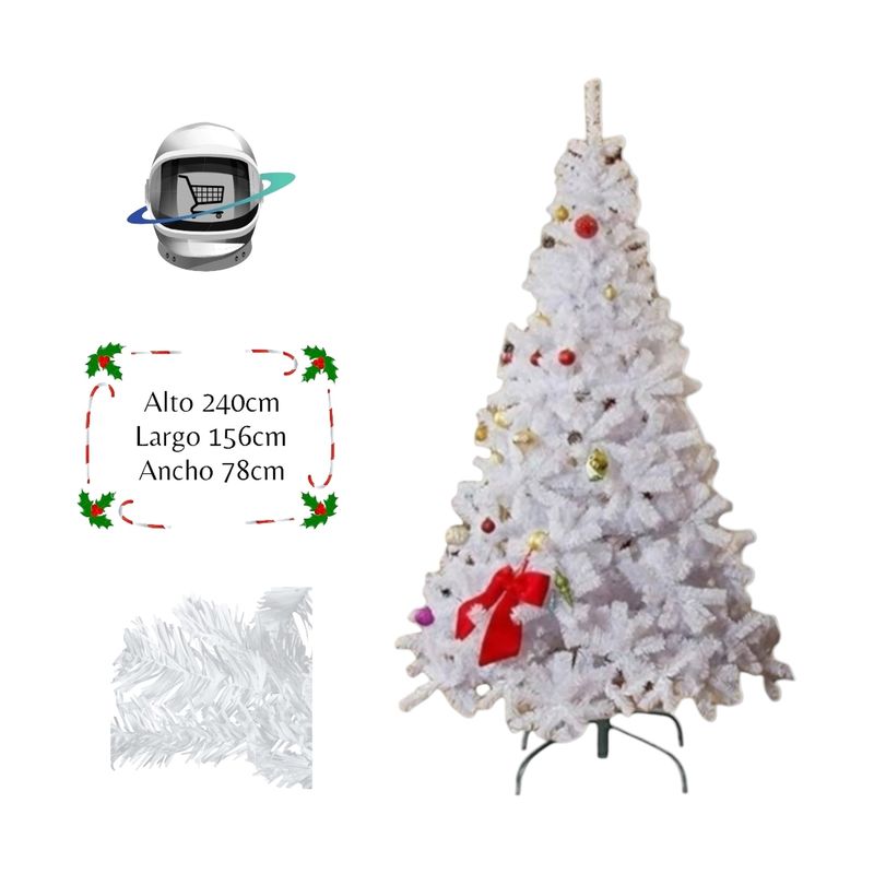BIGBAMSPACE - Arbol de Navidad 240cm Blanco Ramas Frondoso