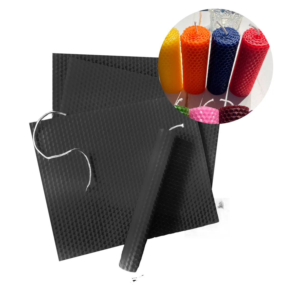 GENERICO - 12 Laminas Cera Abejas Para Velas Diy 20x20 Cm Negro