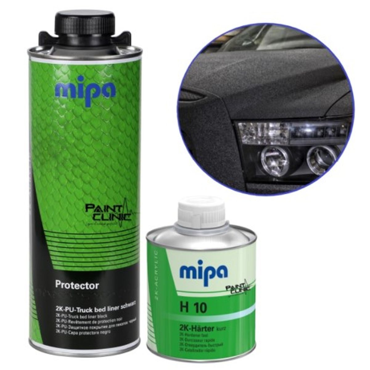 GENERICO - Kit  Protector Pintura MIPA 1Lt. Tipo Raptor Color NEGRO