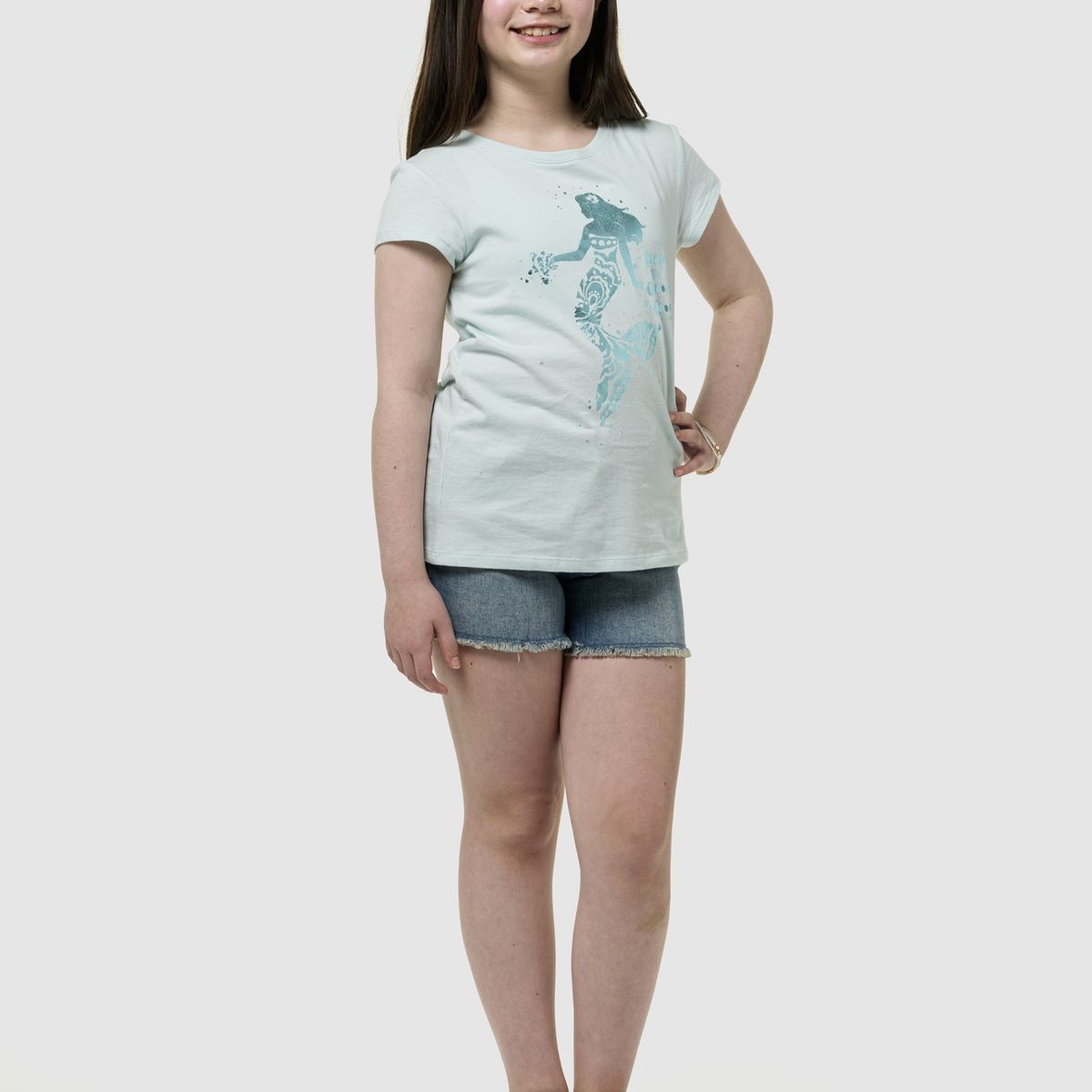 GAP - Polera Niña Gap Mermaid Shine Manga Corta Azul
