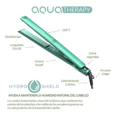 Imagen 2 del producto Plancha Alisador De Pelo Elegance Aqua Therapy Hydro Verde 230°C