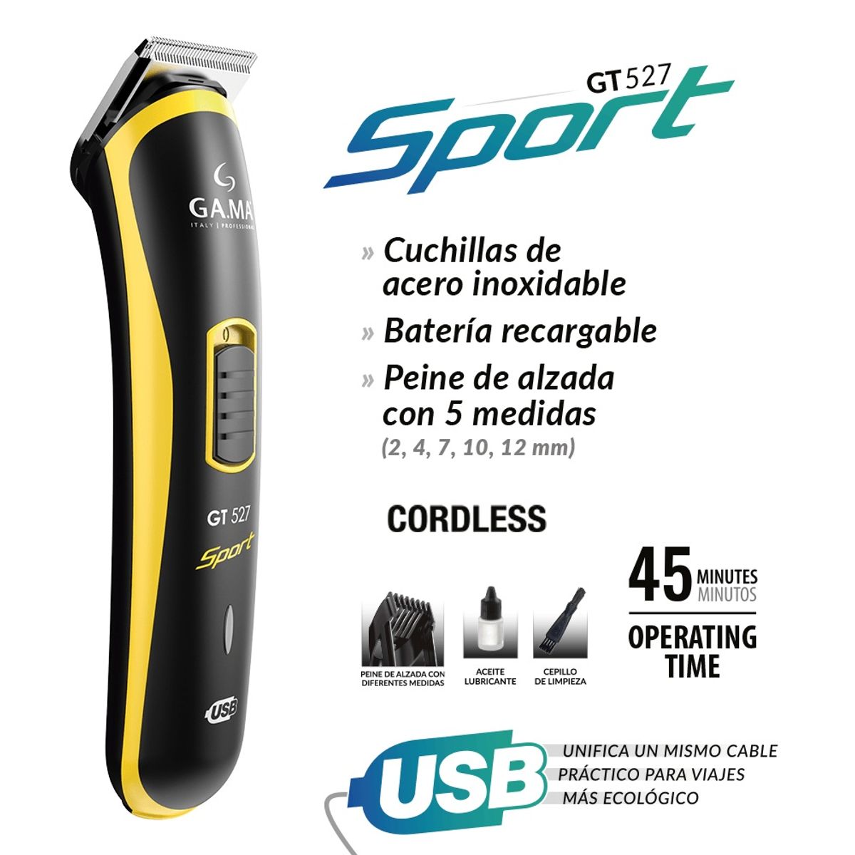 GAMA - Gama Cortadora De Pelo Sport Trimmer Gt527 + Clipper Gc542