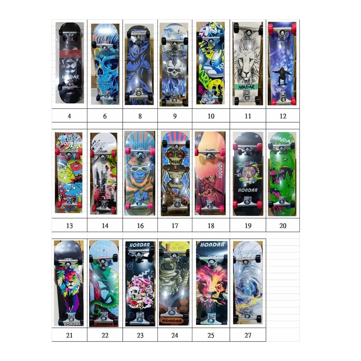 BIGBAMSPACE - Skate Patineta Completa Ruedas Múltiples Diseños