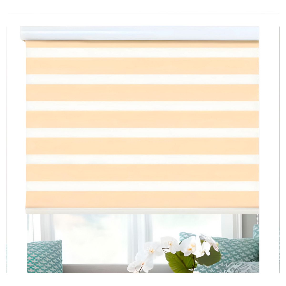 HOMEBRANDT - Cortina Roller Beige Duo Zebra Día Noche 100x240cm