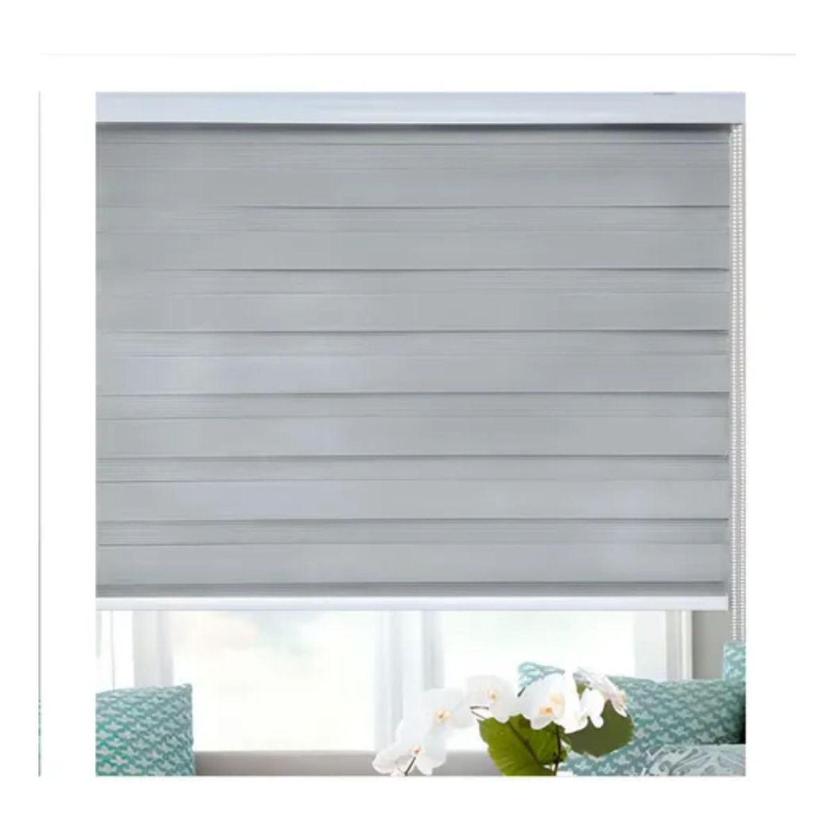 HOMEBRANDT - Cortina Roller Gris Duo Zebra Día Noche 100x240cm