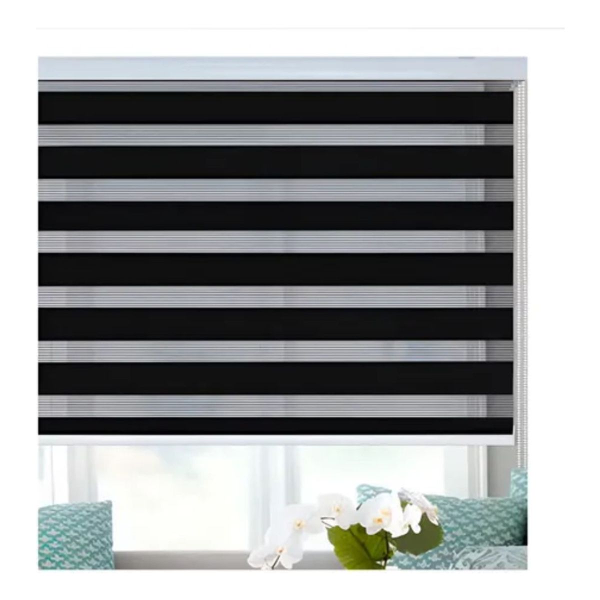 HOMEBRANDT - Cortina Roller Negra Duo Zebra Día Noche 100x240cm