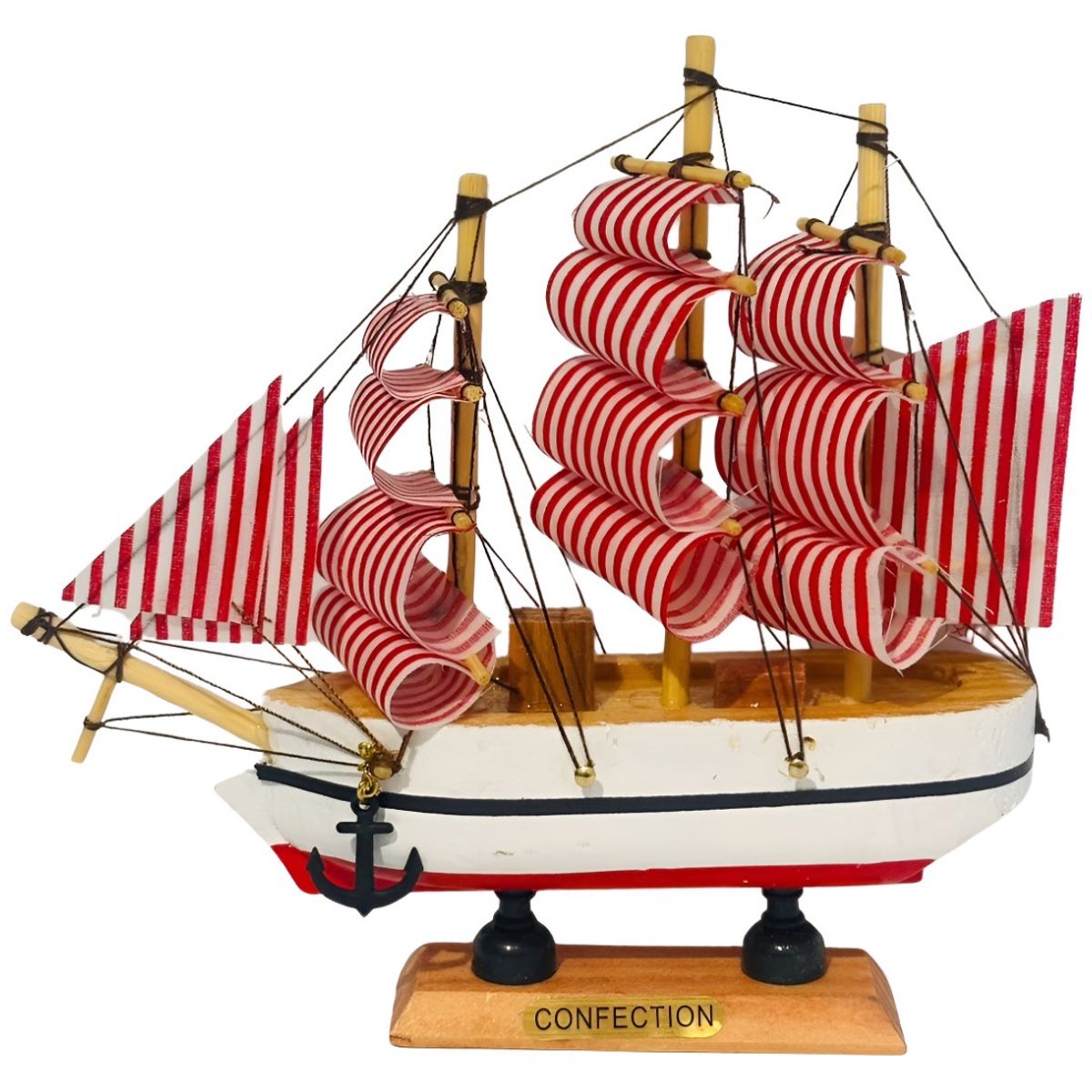 GENERICO - Decoración Barco Velero De Madera 15cm
