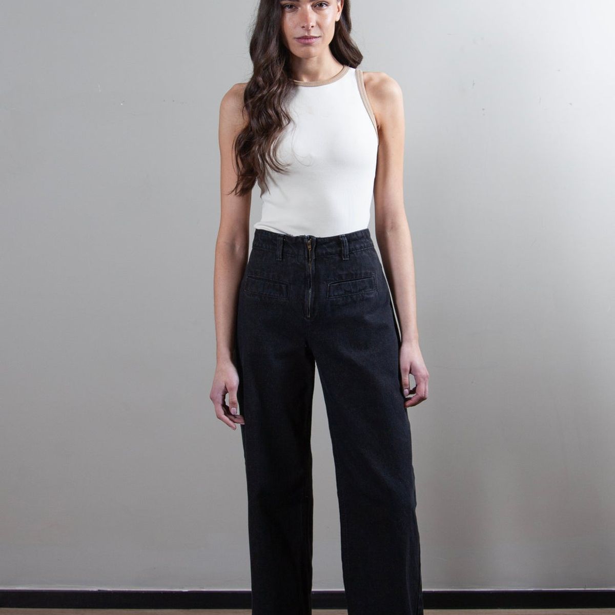 LA MURA - Jeans Mara Gris Wide Leg