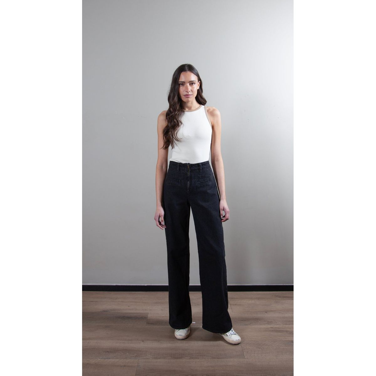 LA MURA - Jeans Mara Gris Wide Leg