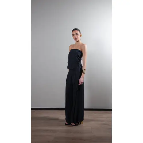 LA MURA - Blusa Clara Strapless Cupro Negra