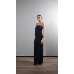 LA MURA - Blusa Clara Strapless Cupro Negra