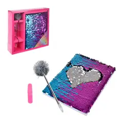 ANSALDO - Cuaderno lentejuelas reversibles con lápiz y glitter