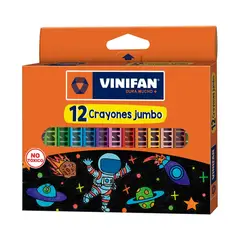 GENERICO - Crayones Lapices Cera Jumbo Vinifan - Set 12 Colores