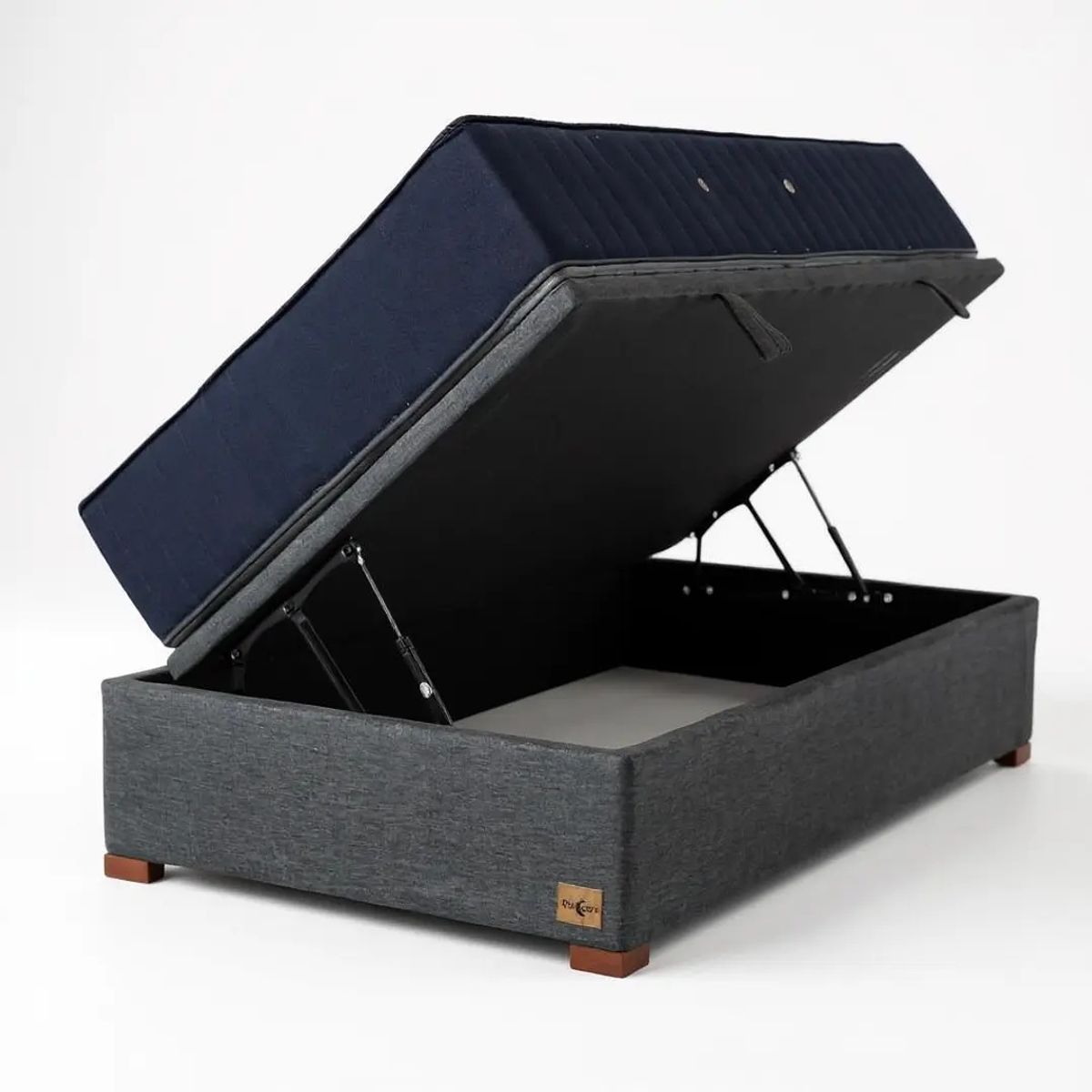 BLOCCARE - Cama Baul 1.5 Plaza L190+ Colchon CIC SUPER PREMIUM /Patas De Madera 4.5CM (Gris)