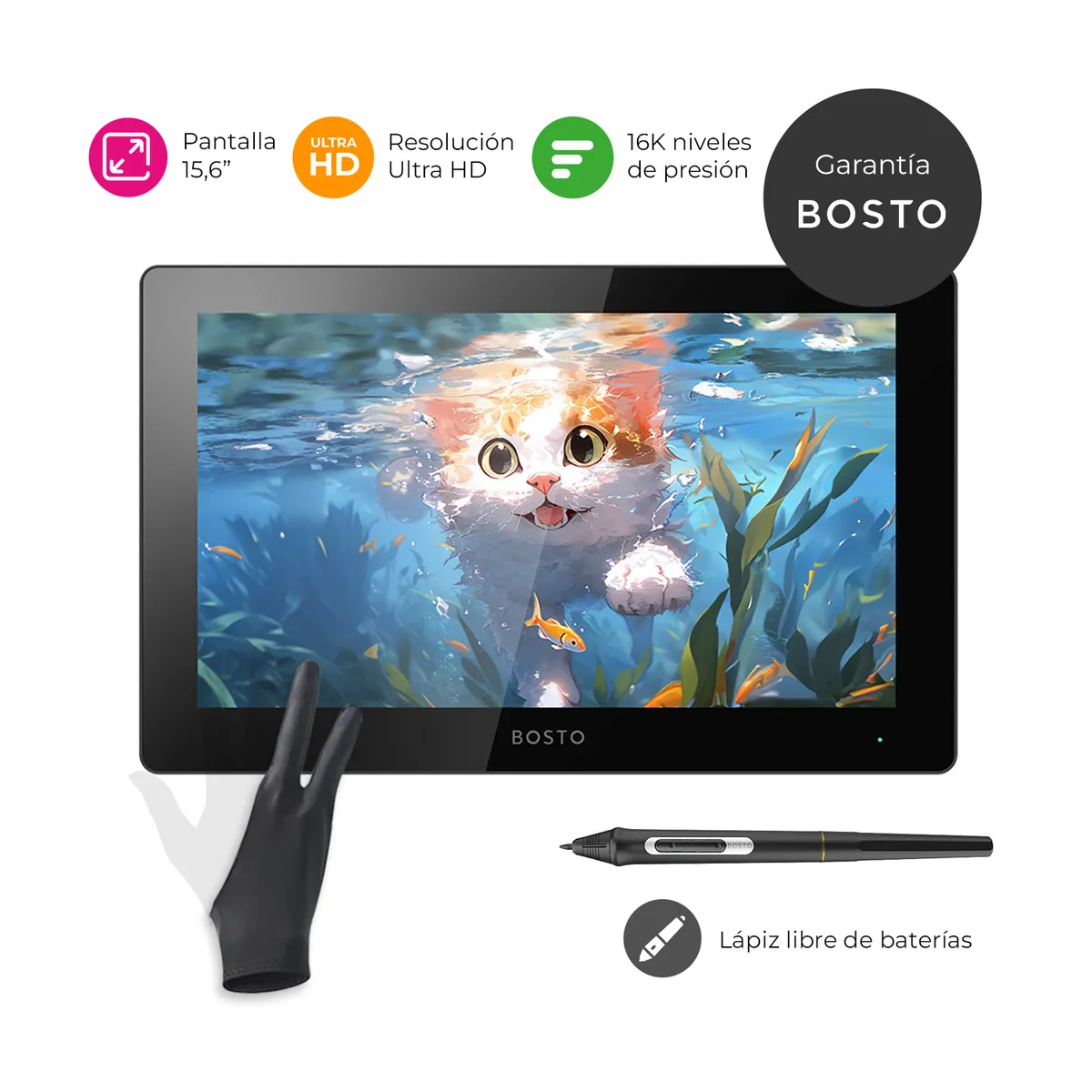 BOSTO - Tableta Gráfica Monitor Bosto BT-16UHD Definición 4K - TG