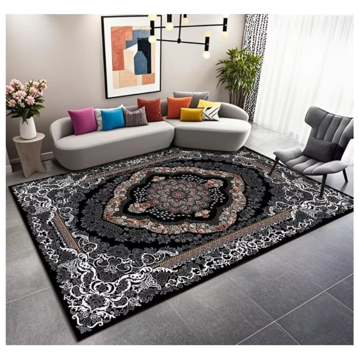 GENERICO - Alfombra Moderna Diseño Geométrico 3D Antideslizante 240x200cm