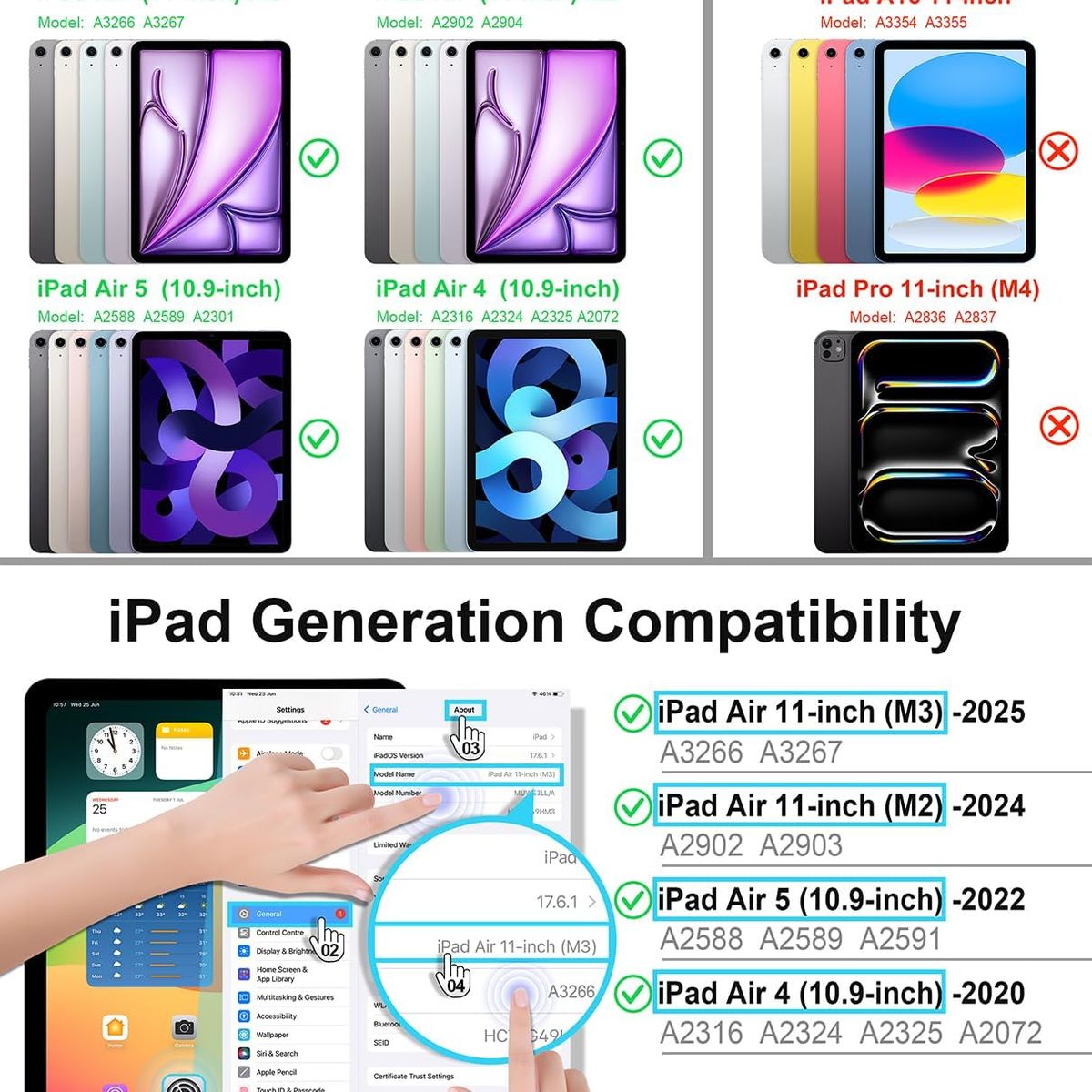GENERICO - Funda Con Teclado Para iPad Air 11 M3 M2 / Air 10.9 Gen Magnético