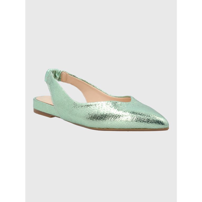 Ballerina Vestir Mujer Cuero Carmin Verde